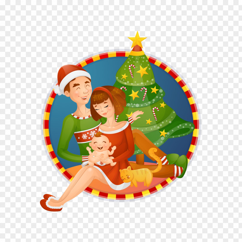 Vector Illustration Family Christmas PNG