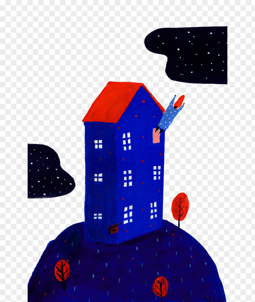 Blue Dream House Illustration PNG