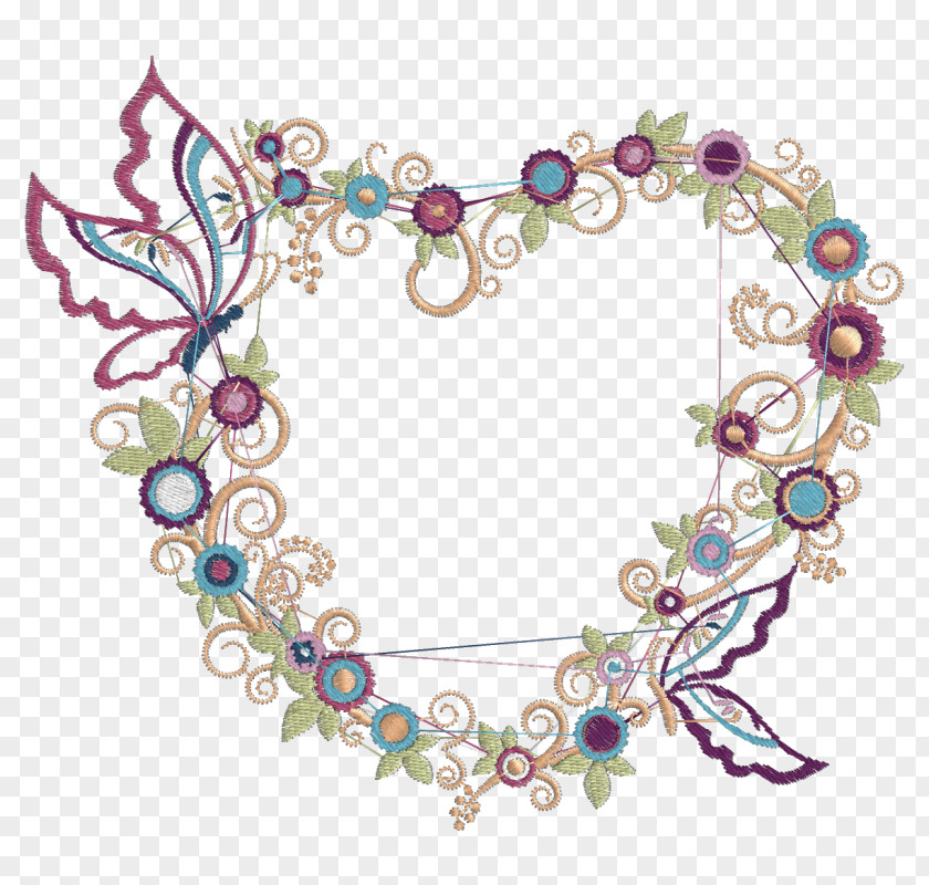 Flower Embroidery Matrix Heart Sewing Machines PNG