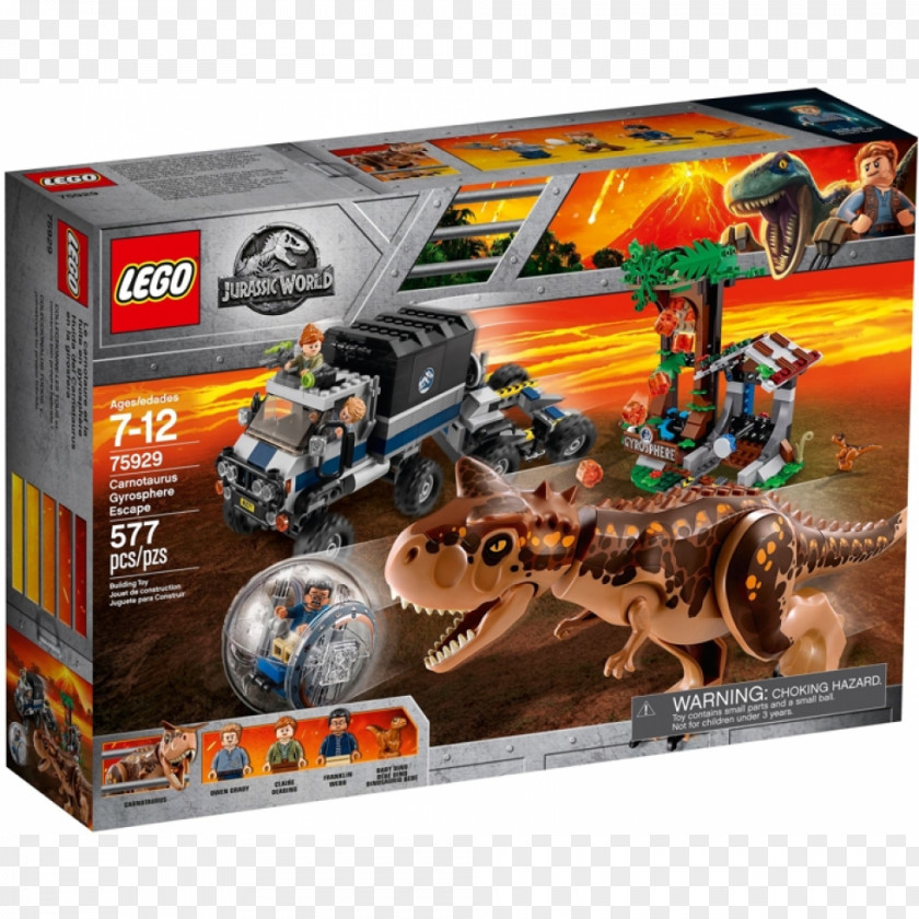 Toy Lego Jurassic World Carnotaurus Gyrosphere Escape 75929 Owen PNG