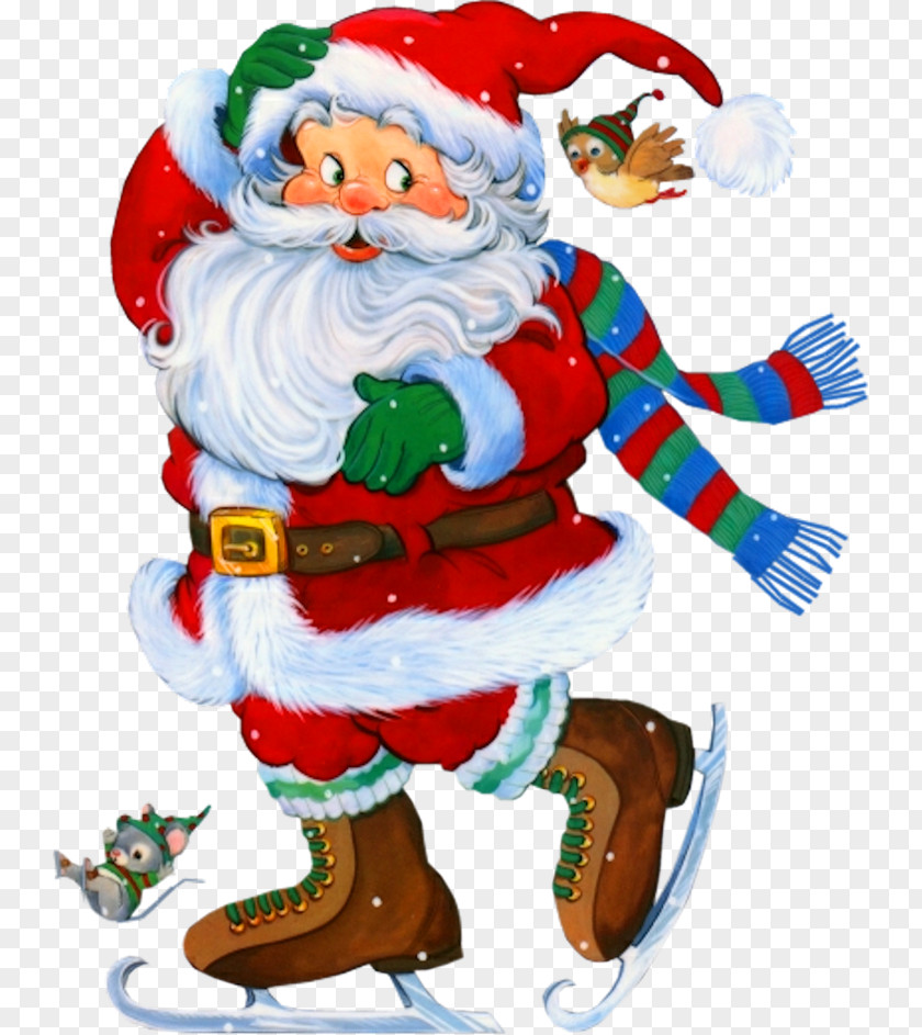 Transparent Santa With Skates Clipart Rudolph Claus Christmas New Year PNG