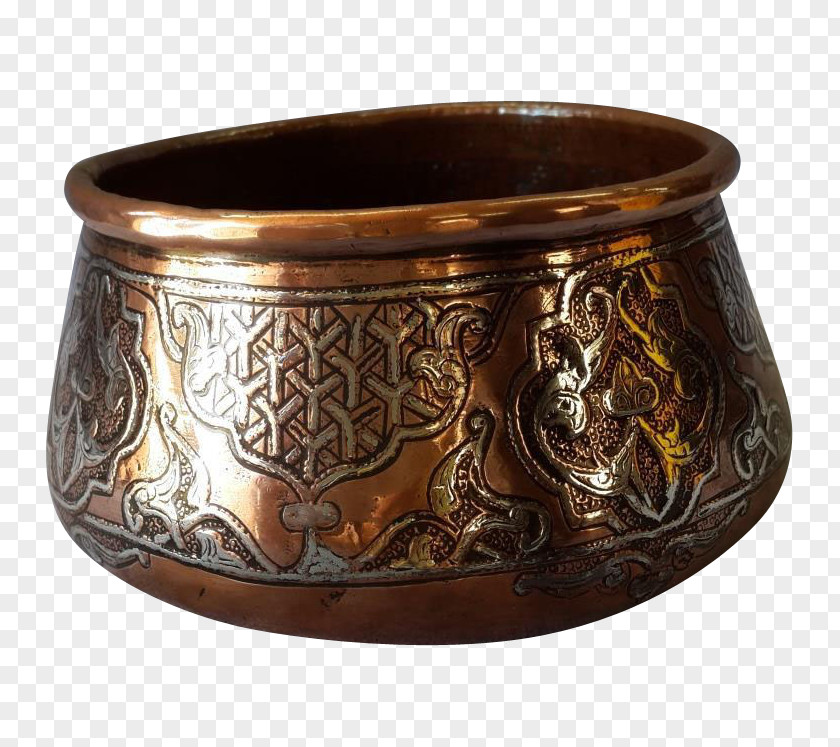 Brass Inlay Copper Damascus Bowl Silver PNG