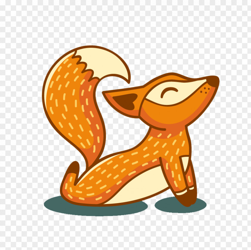 Fox Doing Yoga Cartoon Illustration PNG