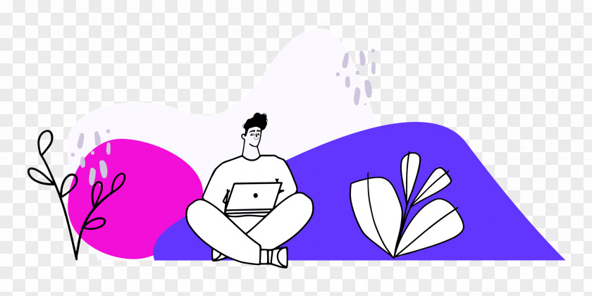 Person Sitting With Plants PNG