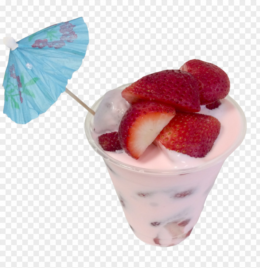 Strawberry Sundae Frozen Yogurt Cream Snow Cone Cocktail Garnish PNG