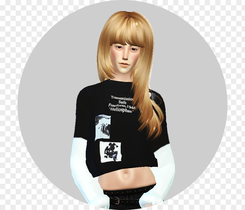 T-shirt Blond Hair Bangs Wig PNG