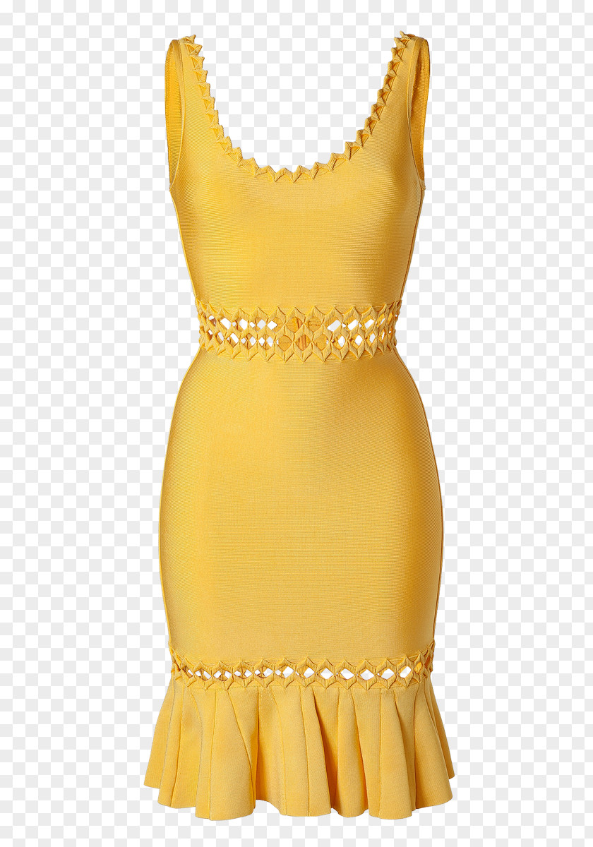 Yellow Dress Cocktail Hervé Leger Fashion Bridesmaid PNG