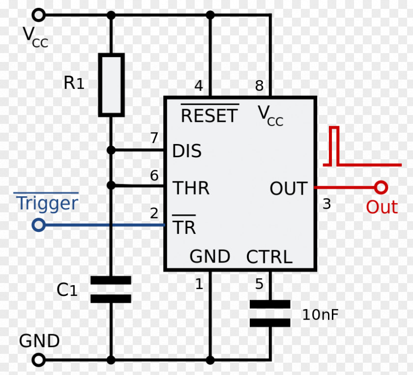 555 Timer IC Astable Multivibrator Integrated Circuits & Chips Electronic Circuit PNG