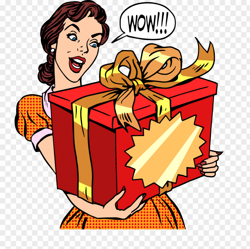 A Woman Holding Gift Box Decorative Stock Photography PNG