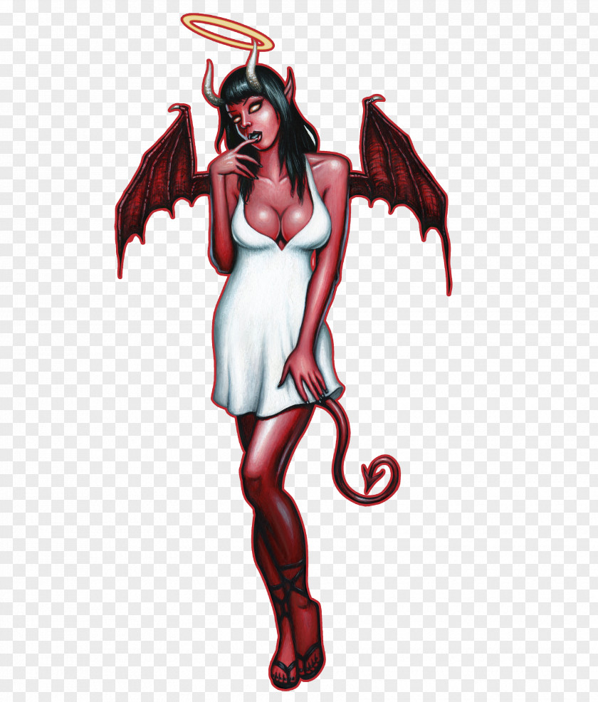 Demon Pin-up Girl Devil Art Angel PNG girl Angel, devil clipart PNG
