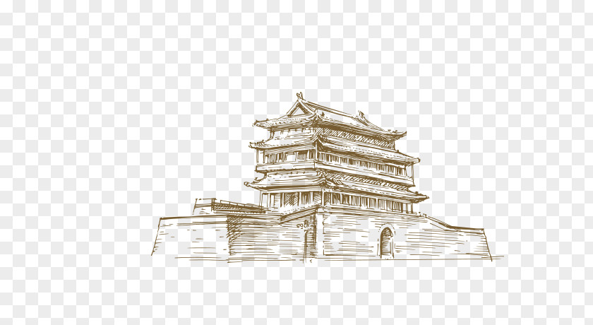 City Gate Tower Beijing Drawing Architecture PNG