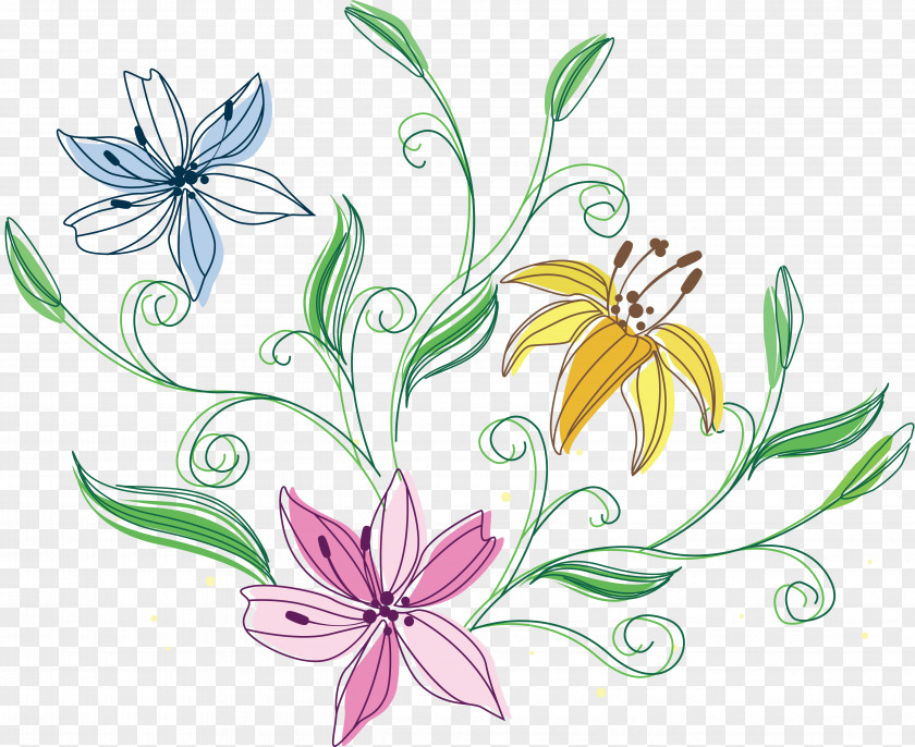Cartoon Floral Design Drawing Clip Art PNG