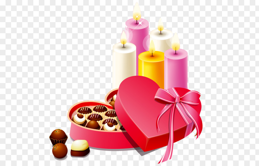 Candles Transparent Image Chocolate Heart Gift Valentines Day PNG