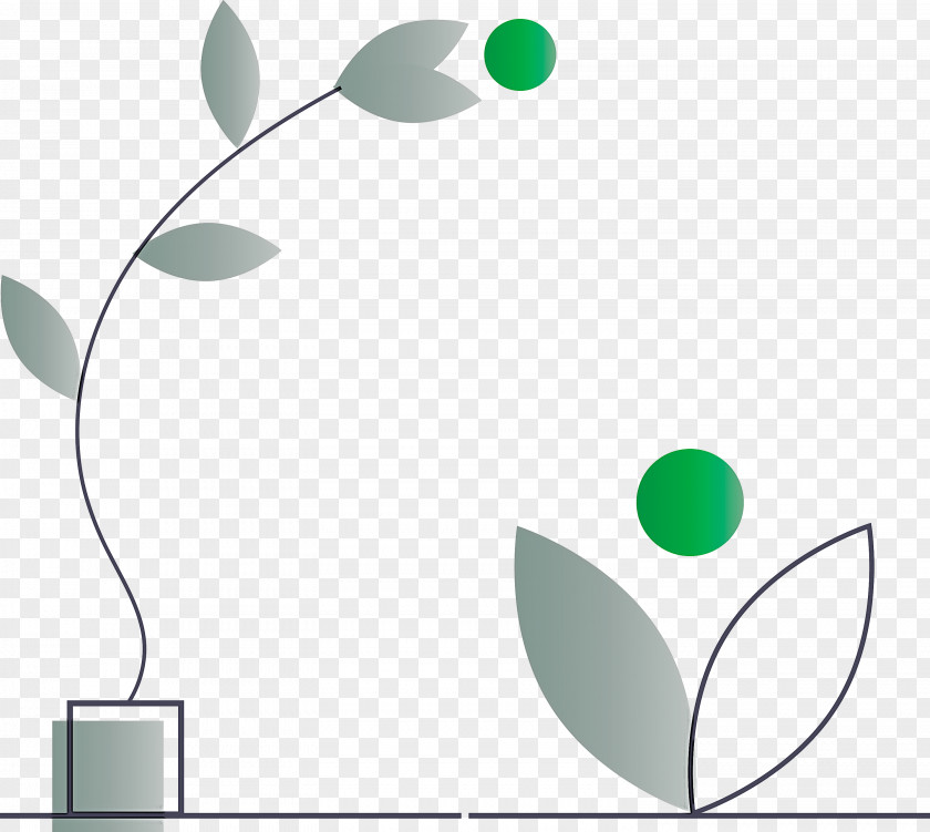 Green Leaf Line Circle Plant PNG