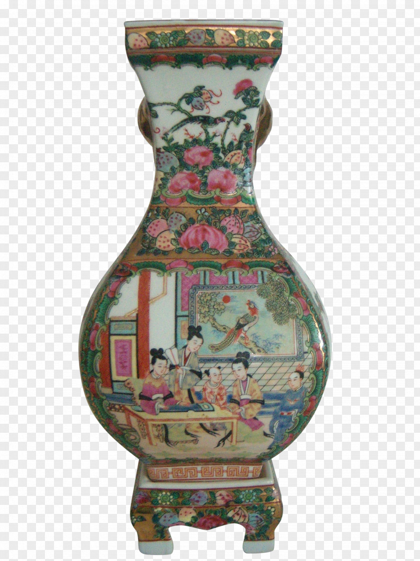 Vase Qing Dynasty China Ceramic Famille Rose PNG