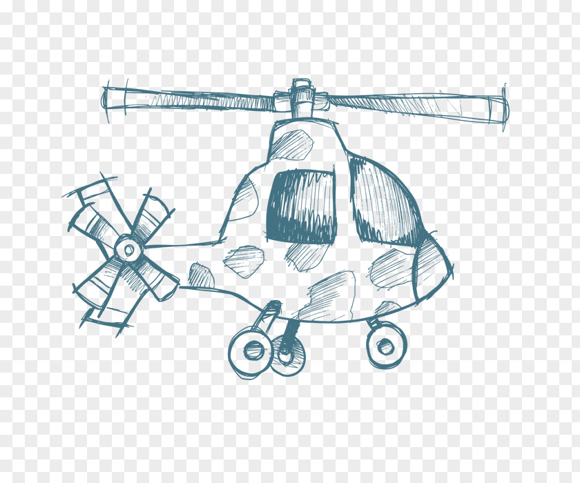 Hand Painted Helicopter Airplane PNG