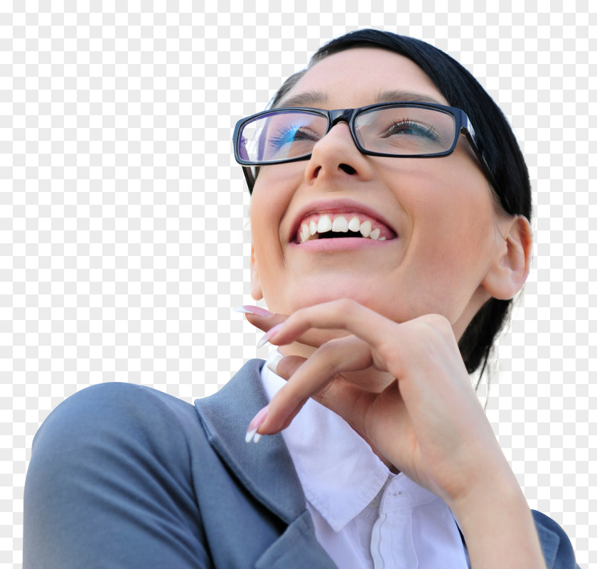 Happy Women Glasses Facial Expression Chin Smile Forehead PNG