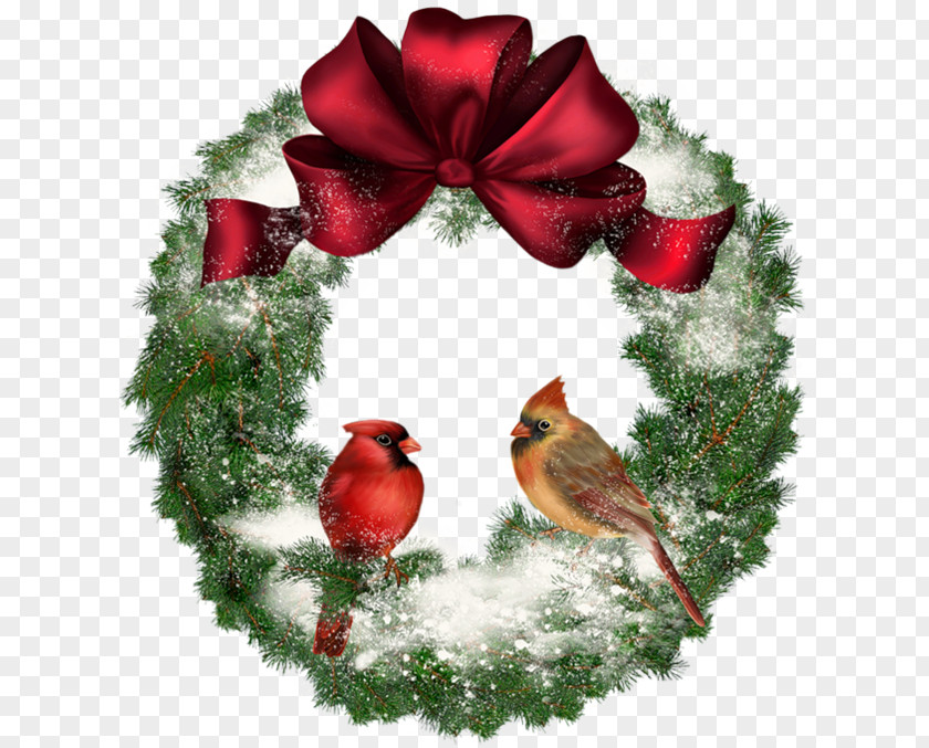 Transparent Christmas Wreath With Birds Clip Art PNG