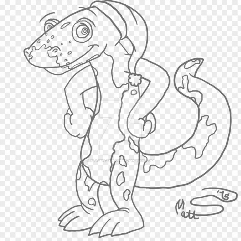 Yellow Spotted Lizard Mammal Line Art Drawing Finger Cartoon PNG