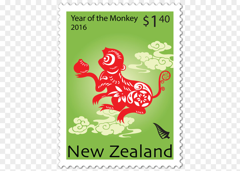 Chinese New Year Postage Stamps Zodiac Mail Golden Monkey Stamp PNG