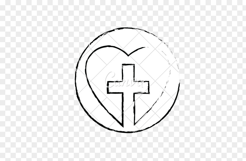 Christian Cross White Circle Logo Symbol Line Art PNG