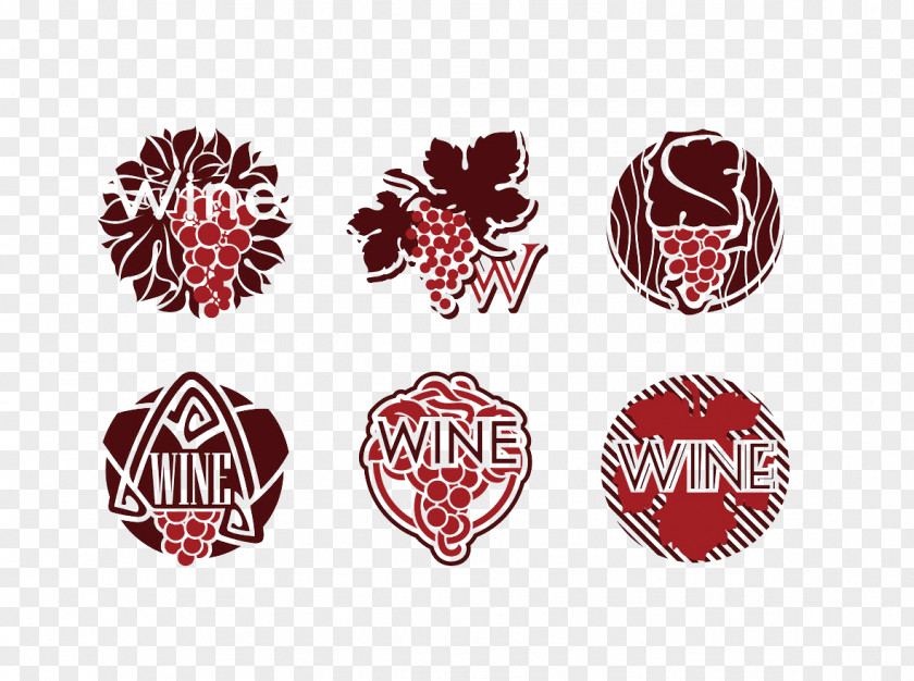 Creative Wine Red Label Logo PNG