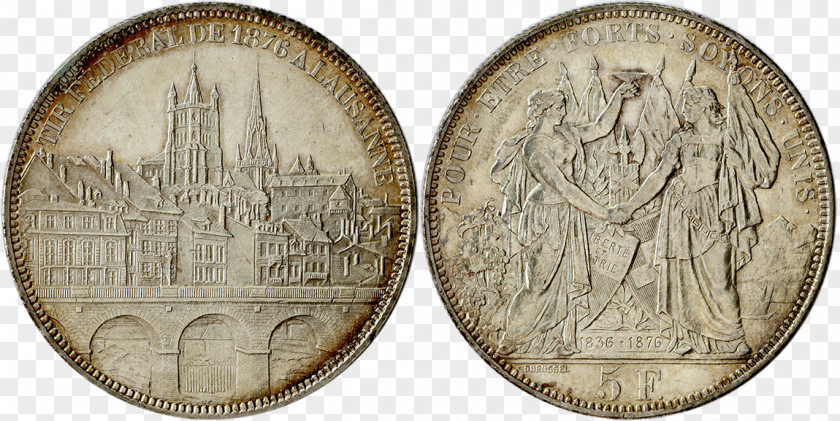 Coin Switzerland 19th Century Medal Festival PNG