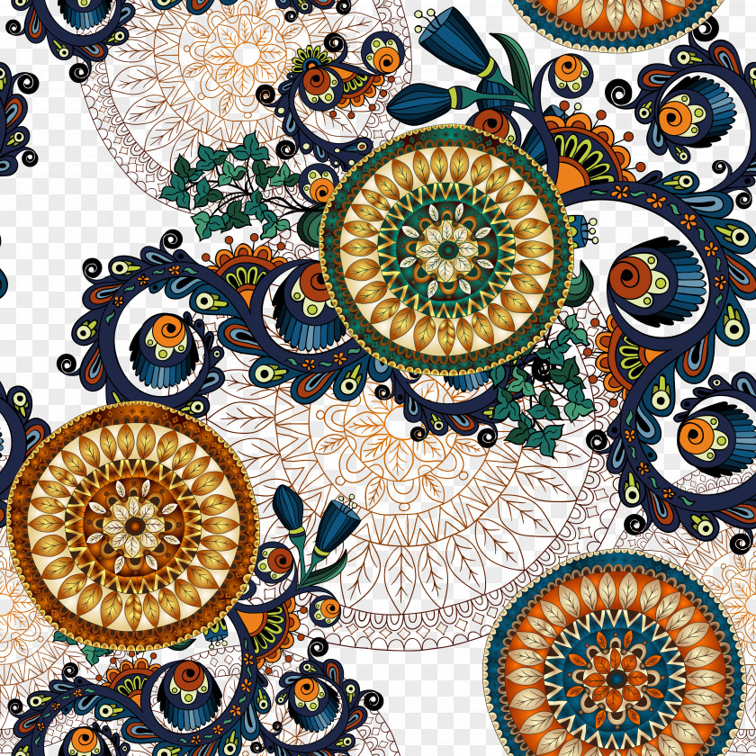 Fashion National Wind Pattern Paper Mandala Adhesive Ornament Wallpaper PNG