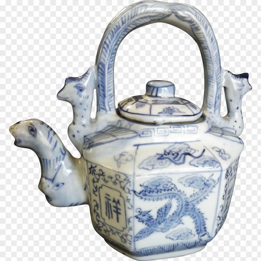 Blue And White Pottery Chinese Ceramics Teapot PNG