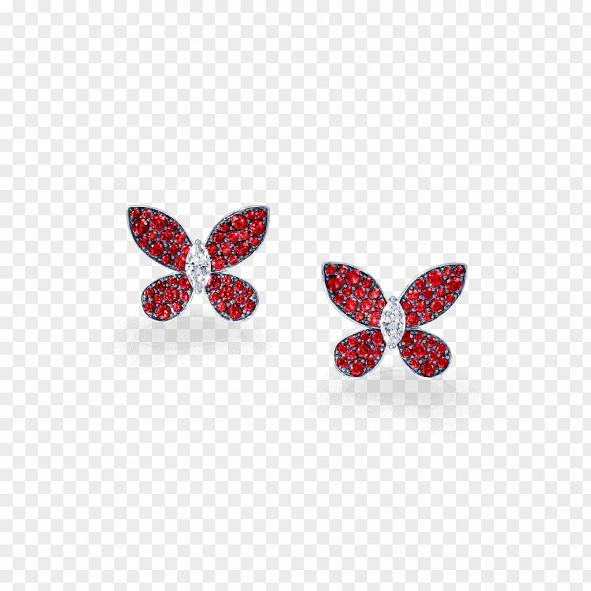 Butterfly Earring Graff Diamonds Ruby Jewellery PNG