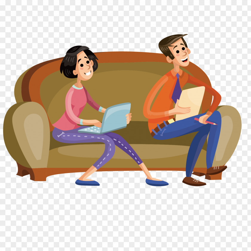 Vector Sofa Men And Women Royalty-free Office Stock Photography Illustration PNG