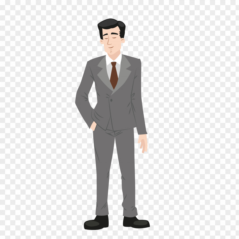 Silver Gray Suit MiddleAged Man Cartoon Formal Wear Clothing PNG