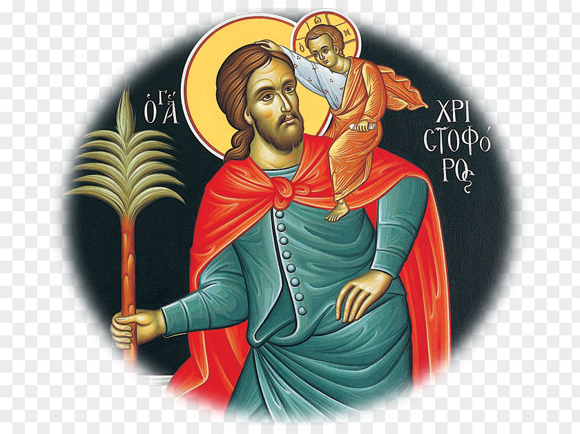 Martyrs Saint Christopher Carrying The Christ Child Eastern Orthodox Church Mount Athos Lake Trichonida PNG