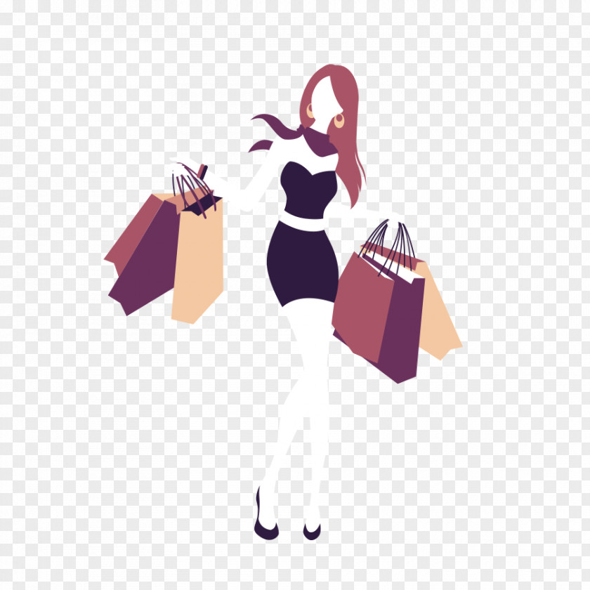 Shopping Bag Girl PNG bag Girl, Hand-painted woman shopping clipart PNG
