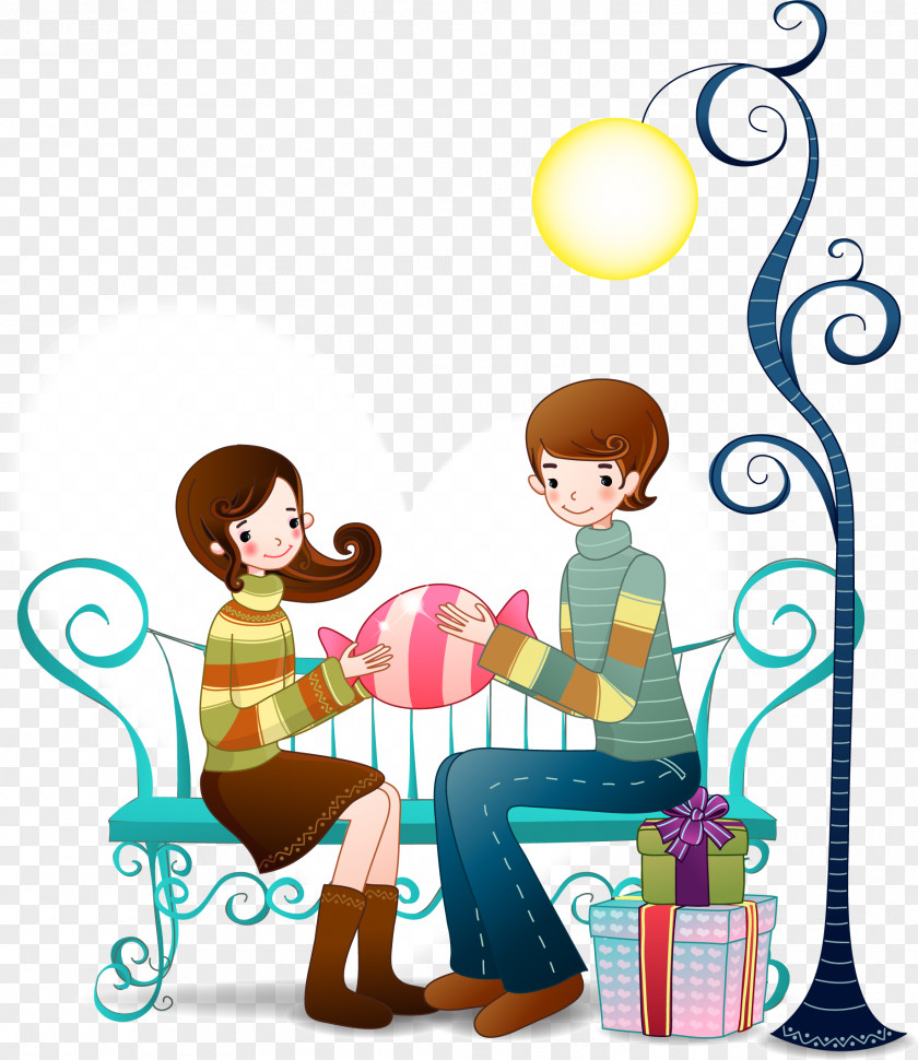 Give You The Best Gift Cartoon Romance Drawing PNG