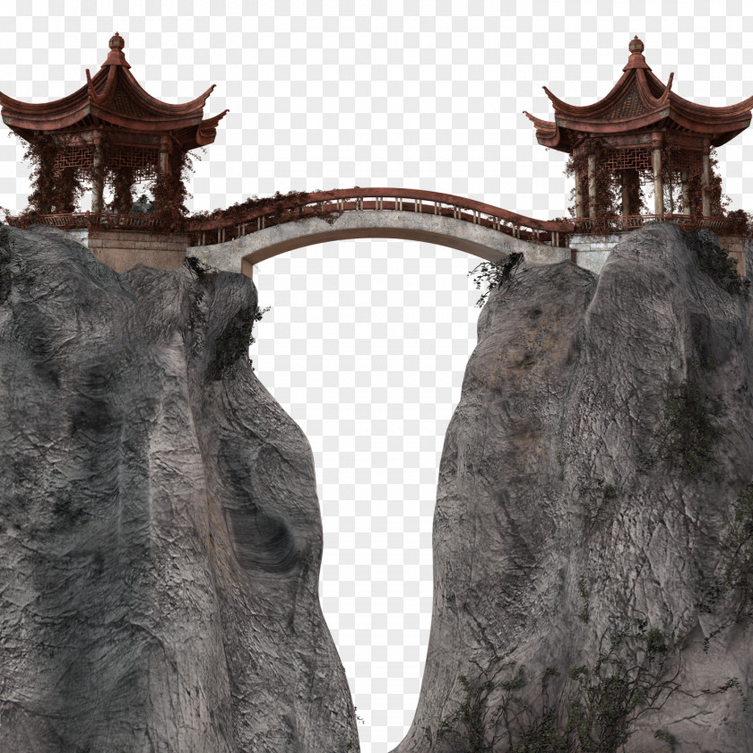 Two Hilltop Pavilion Bridge Connected Victoria Peak Arch PNG