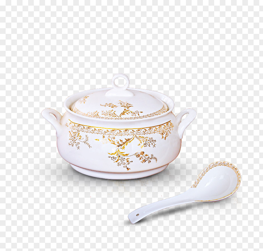 Spoon And Pot Tureen Porcelain Ceramic Soup PNG