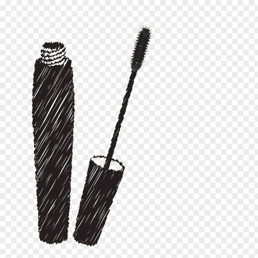 Hand Painted Black Eyelash Brush Mascara Drawing Cosmetics Illustration PNG