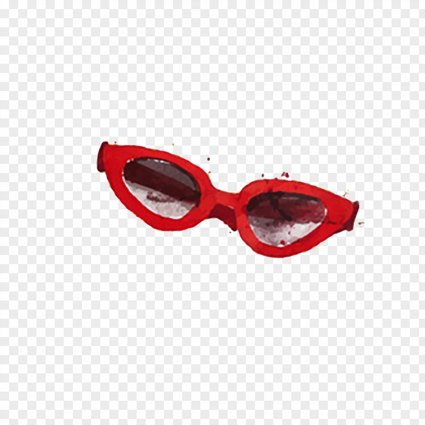 Drawing Red Frame Glasses Goggles Sunglasses Watercolor Painting PNG