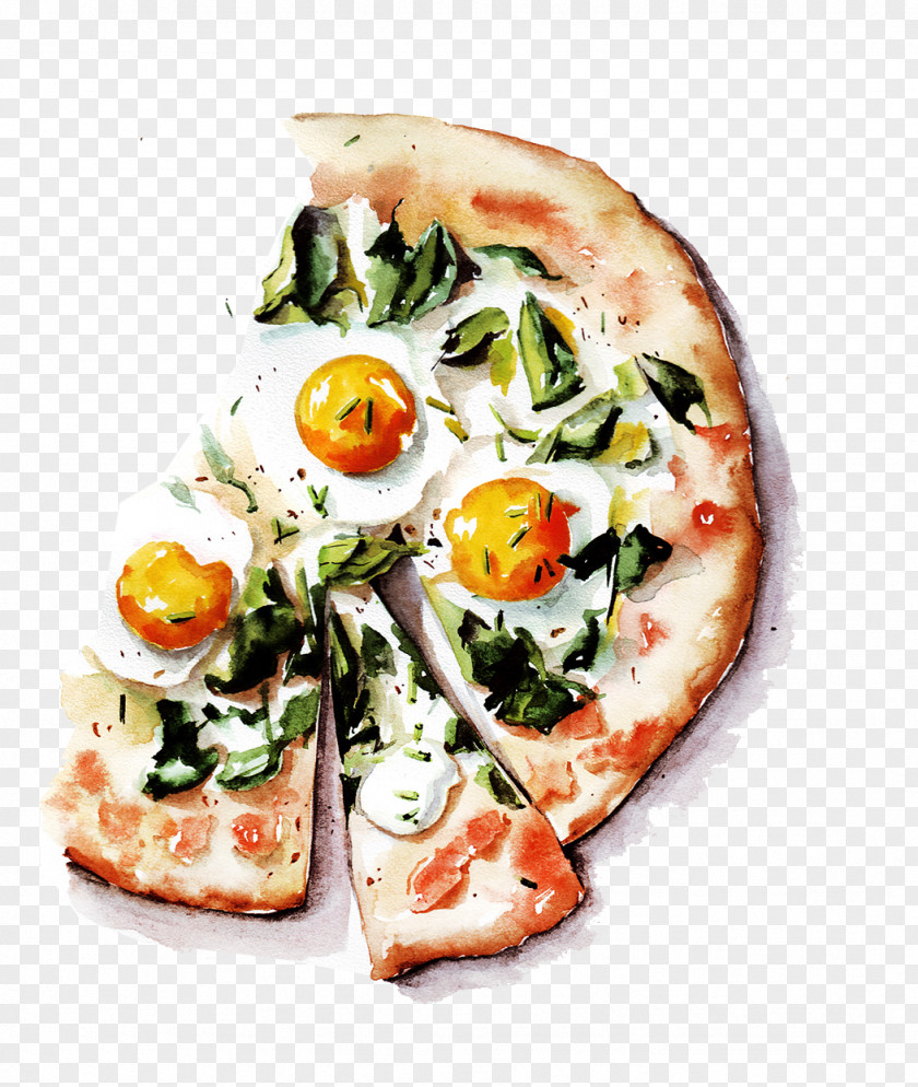 Pizza Hello Bklyn Watercolor Painting Drawing PNG