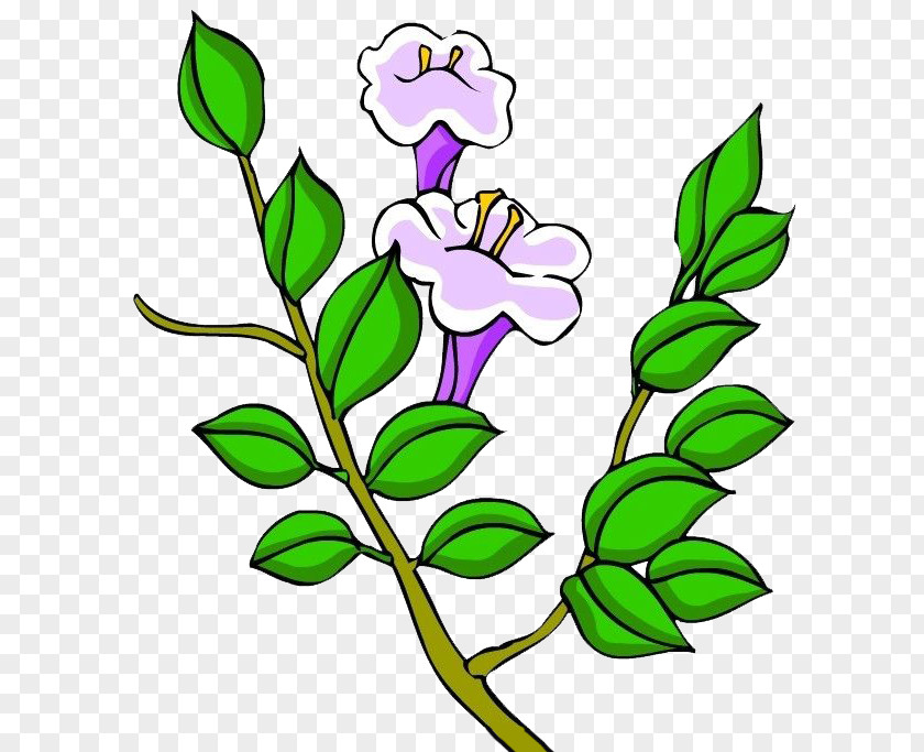 Hand Painted Purple Trumpet Floral Design Clip Art PNG