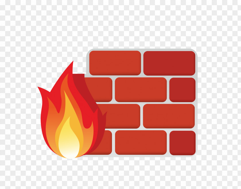 Vector Red Flame With Wall Firewall Virtual Private Network Computer Security Clip Art PNG