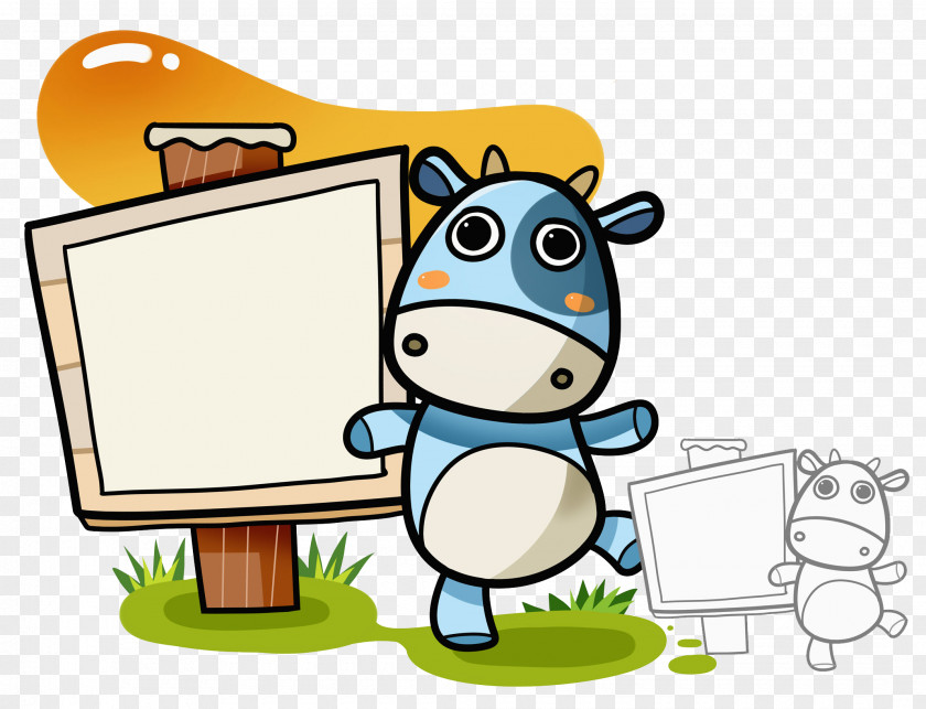 Blue Cow Cattle Clip Art PNG
