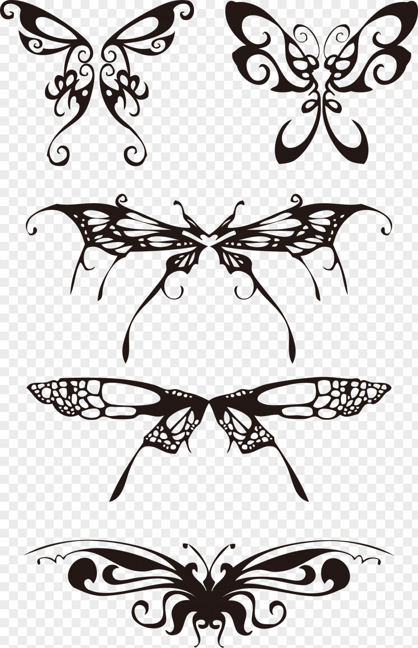 Butterfly Pattern Silhouette Motif PNG