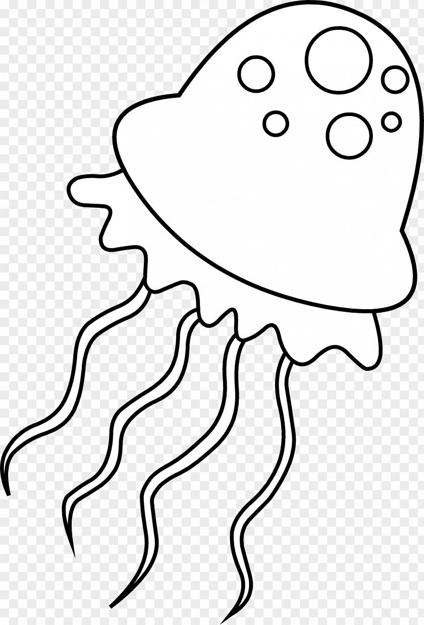 Jellyfish Outline Black And White Clip Art PNG