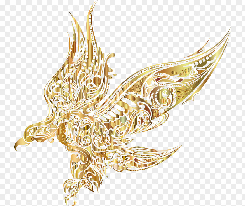 Eagle Bird Gold Brooch Clip Art PNG
