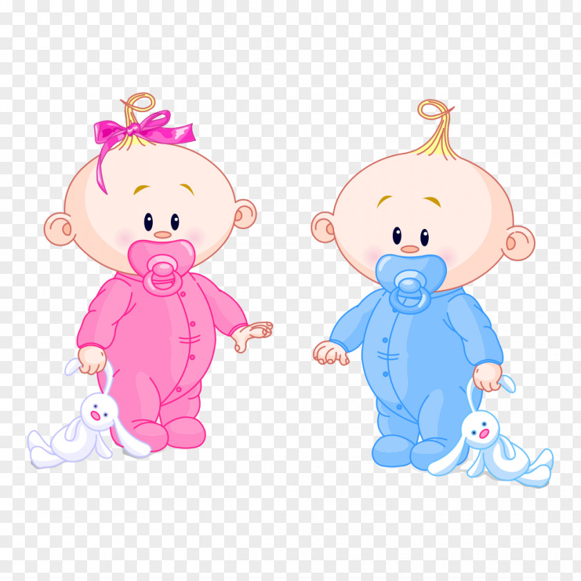 Infant Boy Girl PNG , Cartoon Baby, two babies holding plush toy illustration clipart PNG