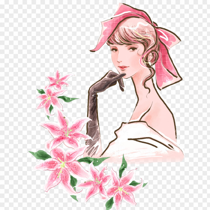 Shanghai Trend Women Photos Watercolor Painting Woman PNG