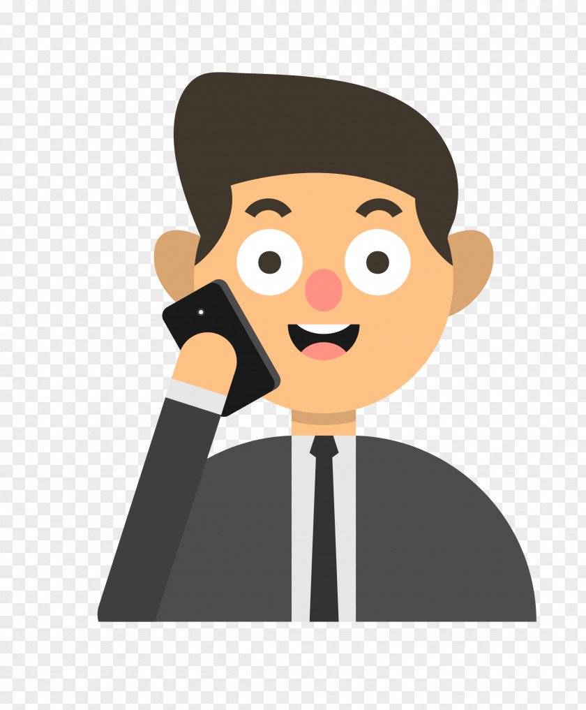 Cartoon Man Telephone Mobile Phone Icon PNG