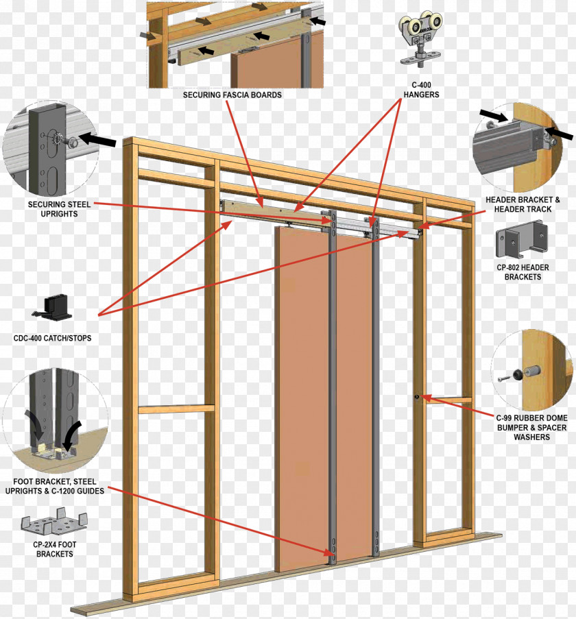 Door Sliding Glass Pocket Wood PNG